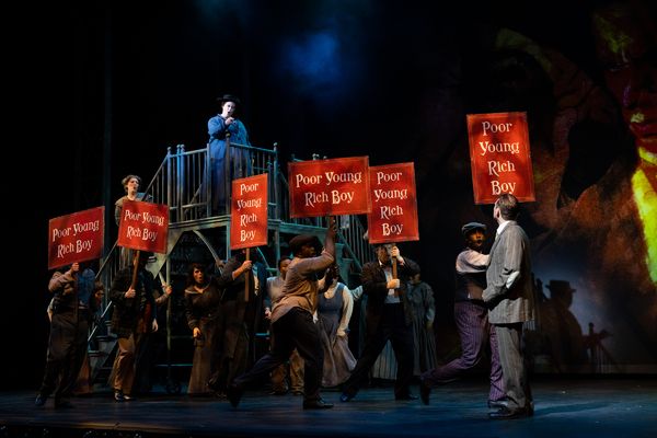 Gerilyn Brault (top) as Emma Goldman addresses Jake Bradford as Mother’s Younger Br Photo
