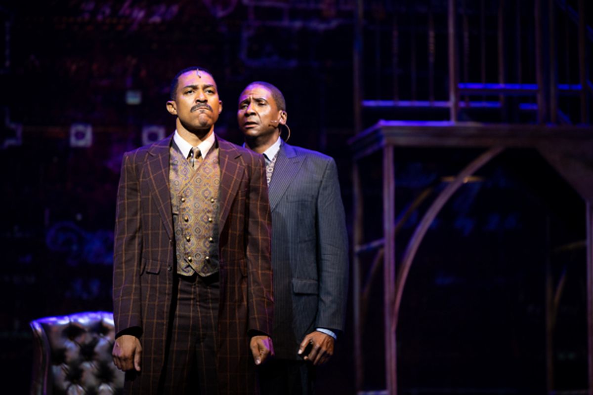 Charl Brown (left) as Coalhouse Walker Jr. and Bill Bland as Booker T. Washington at 