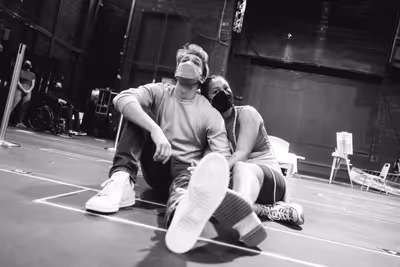 John Cardoza (Young Noah) and Jordan Tyson (Young Allie) in rehearsal for The Noteboo Photo