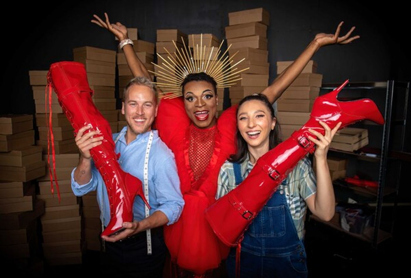 Keanu Adolphus Johnson (Lola), Matt Corner (Charlie) and Aruhan Galieva (Lauren)