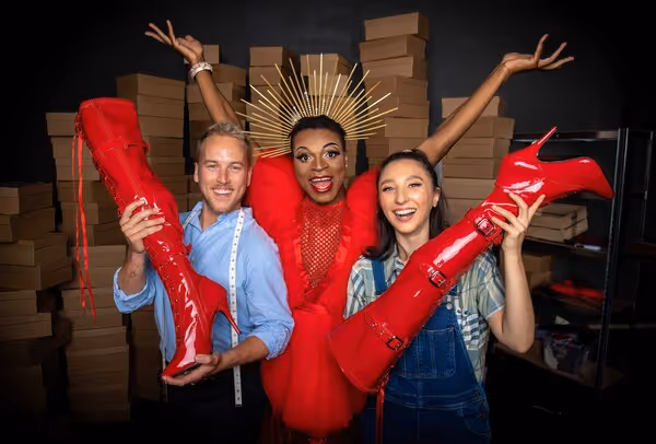 Keanu Adolphus Johnson (Lola), Matt Corner (Charlie) and Aruhan Galieva (Lauren) Photo