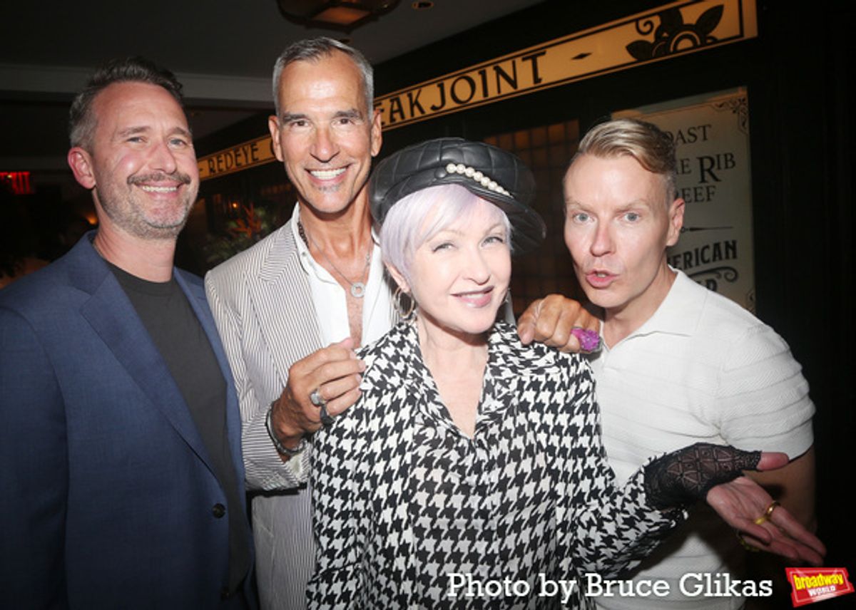 Associate Director DB Bonds, Director Jerry Mitchell, Composer Cyndi Lauper and Associate Choreographer Rusty Mowery at 