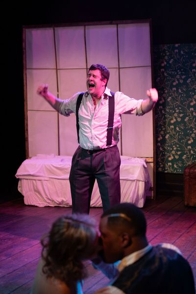 Dustin Rothbart (Burrs), Karylin Veres (Queenie), and Marc Prince (Mr. Black) Photo