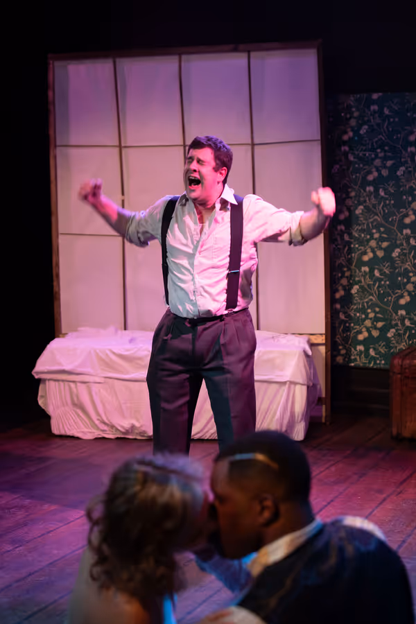 Dustin Rothbart (Burrs), Karylin Veres (Queenie), and Marc Prince (Mr. Black) Photo