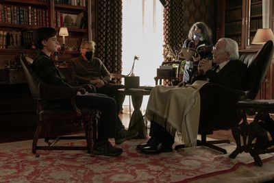 Jaeden Martell as Craig, director John Lee Hancock and Donald Sutherland as Mr. Harri Photo