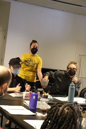 Actor Joseph J. Pendergrast, Stage Manager Anna Baranski, and actor Courtney Patterso Photo