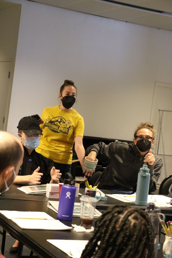 Actor Joseph J. Pendergrast, Stage Manager Anna Baranski, and actor Courtney Patterso Photo