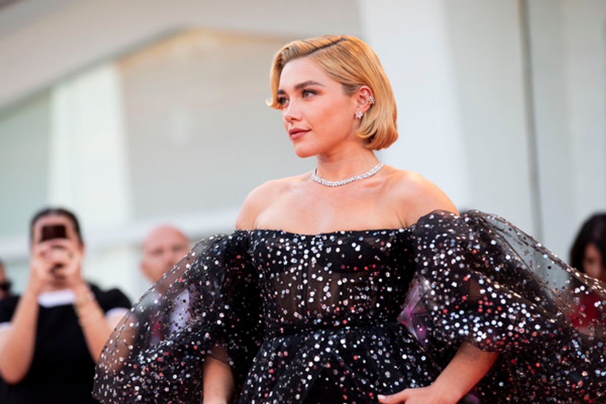 Florence Pugh at Photos: Florence Pugh, Harry Styles & the DON'T WORRY DARLING Cast Hit the Venice Film Festival Red Carpet