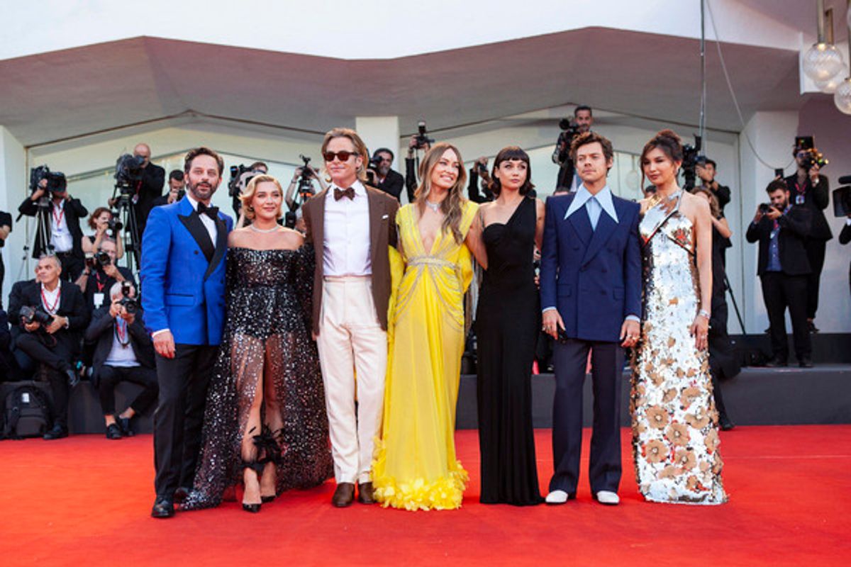 The cast of Don't Worry, Darling at Photos: Florence Pugh, Harry Styles & the DON'T WORRY DARLING Cast Hit the Venice Film Festival Red Carpet