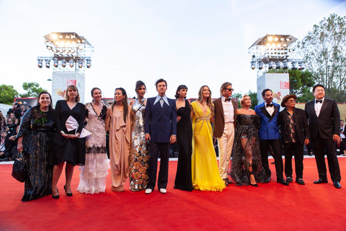 The cast of Don't Worry, Darling at Photos: Florence Pugh, Harry Styles & the DON'T WORRY DARLING Cast Hit the Venice Film Festival Red Carpet