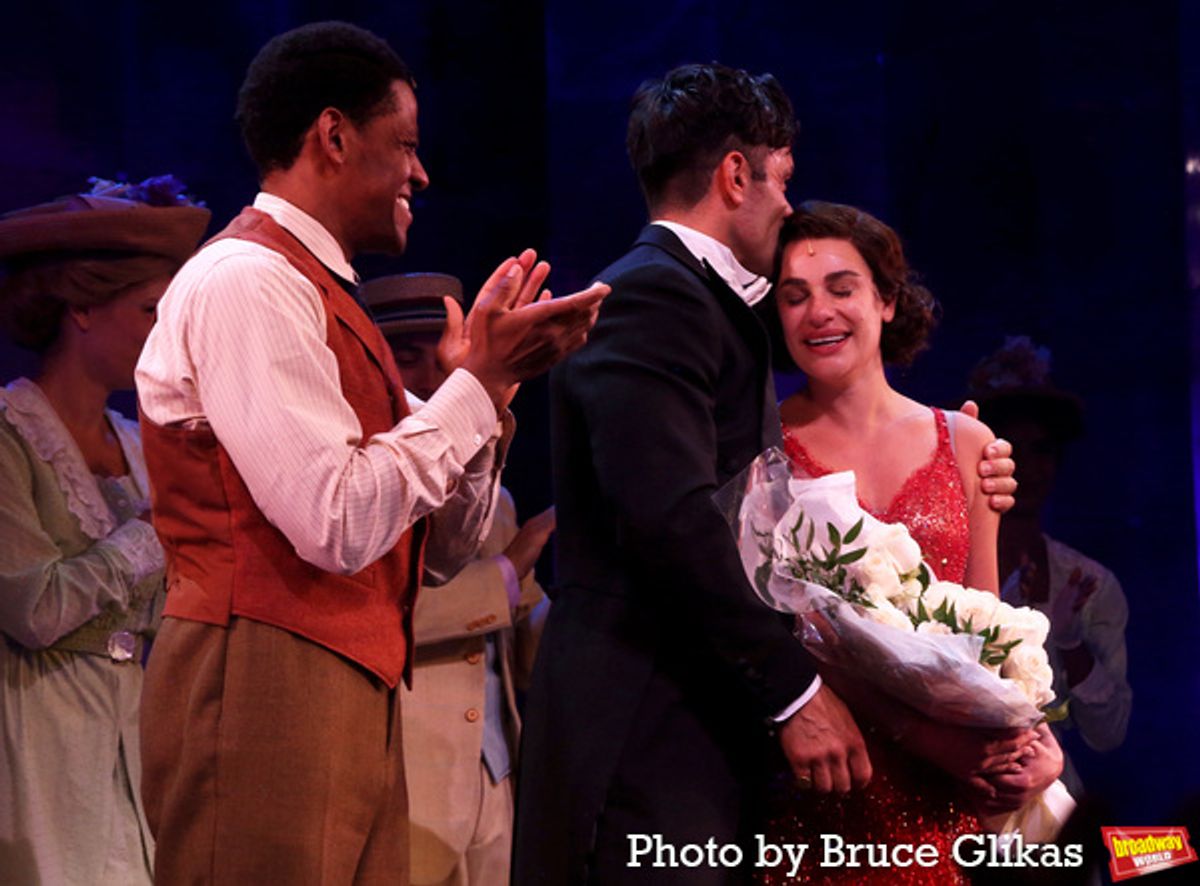 Jared Grimes, Ramin Karimloo and Lea Michele at 