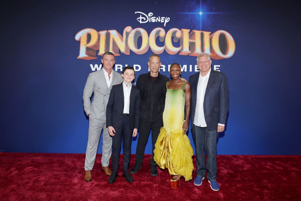 Luke Evans, Benjamin Evan Ainsworth, Tom Hanks, Cynthia Erivo, and Robert Zemeckis at 