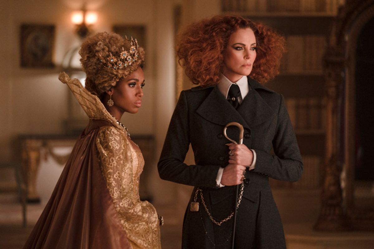 The School for Good and Evil (L-R) Kerry Washington as Professor Dovey, Charlize Theron as Lady Lesso. at 