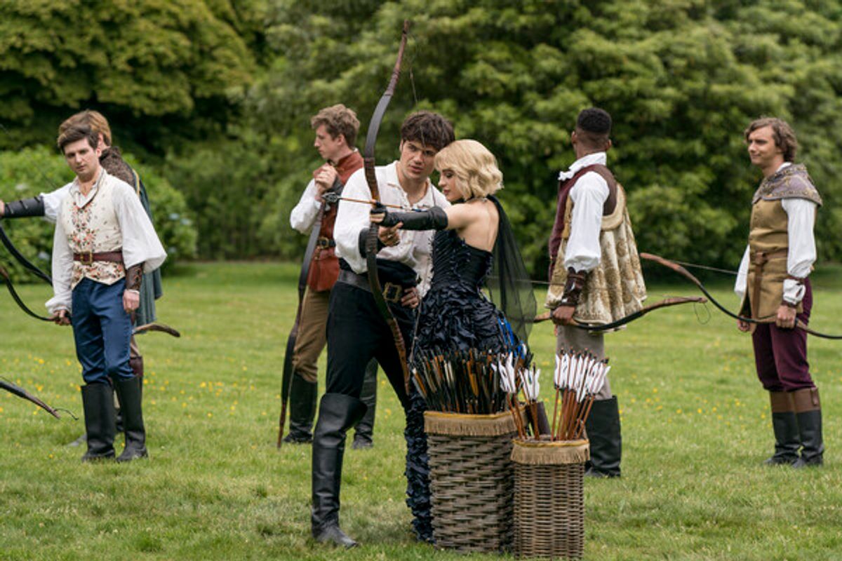 'Sophie and Tedros shoot arrows. THE SCHOOL FOR GOOD AND EVIL' at Photos: First Look at Sophia Anne Caruso, Kerry Washington & More in THE SCHOOL FOR GOOD AND EVIL Series