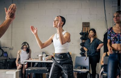 Movement Director EM WILLIAMS (centre) and TIANNA ARNOLD (right) Photo