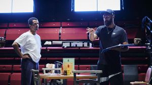 Dylan Brady (L) rehearses with director Jay Zorenti-Nakhid for Revealed at Bristol''s Photo