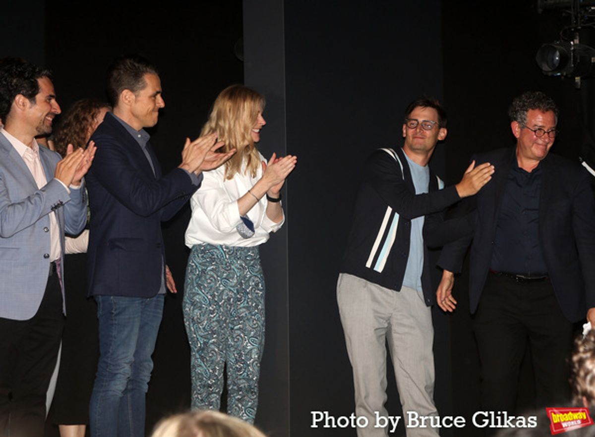Alex Lacamoire, Steven Levenson, Lisa Brescia, Benj Pasek and Michael Greif at 