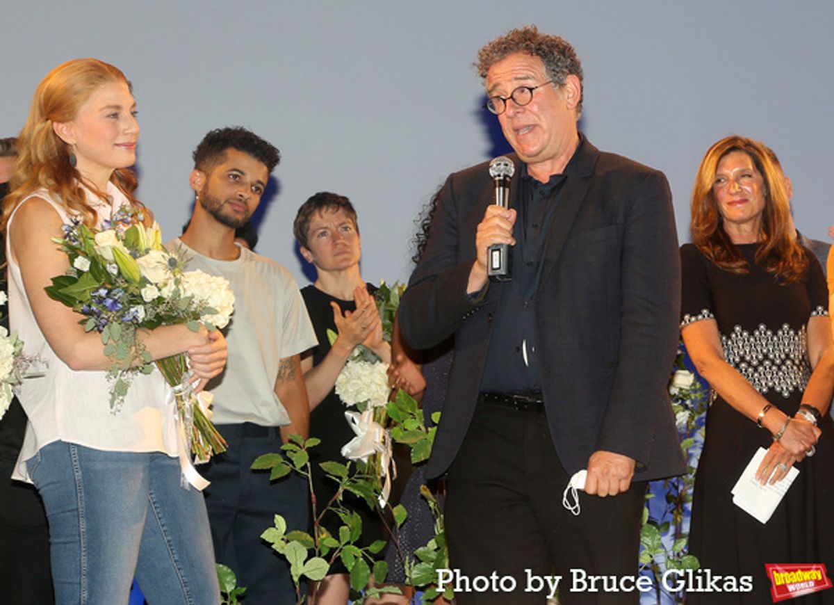 Jessica Phillips, Jordan Fisher, Jane Pfitsch, Director Michael Greif and Producer Stacy Mindich at 