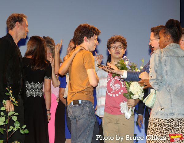 Scenic Designer David Korins, Andrew Barth Feldman, Gaten Matarazzo, Will Roland and  Photo