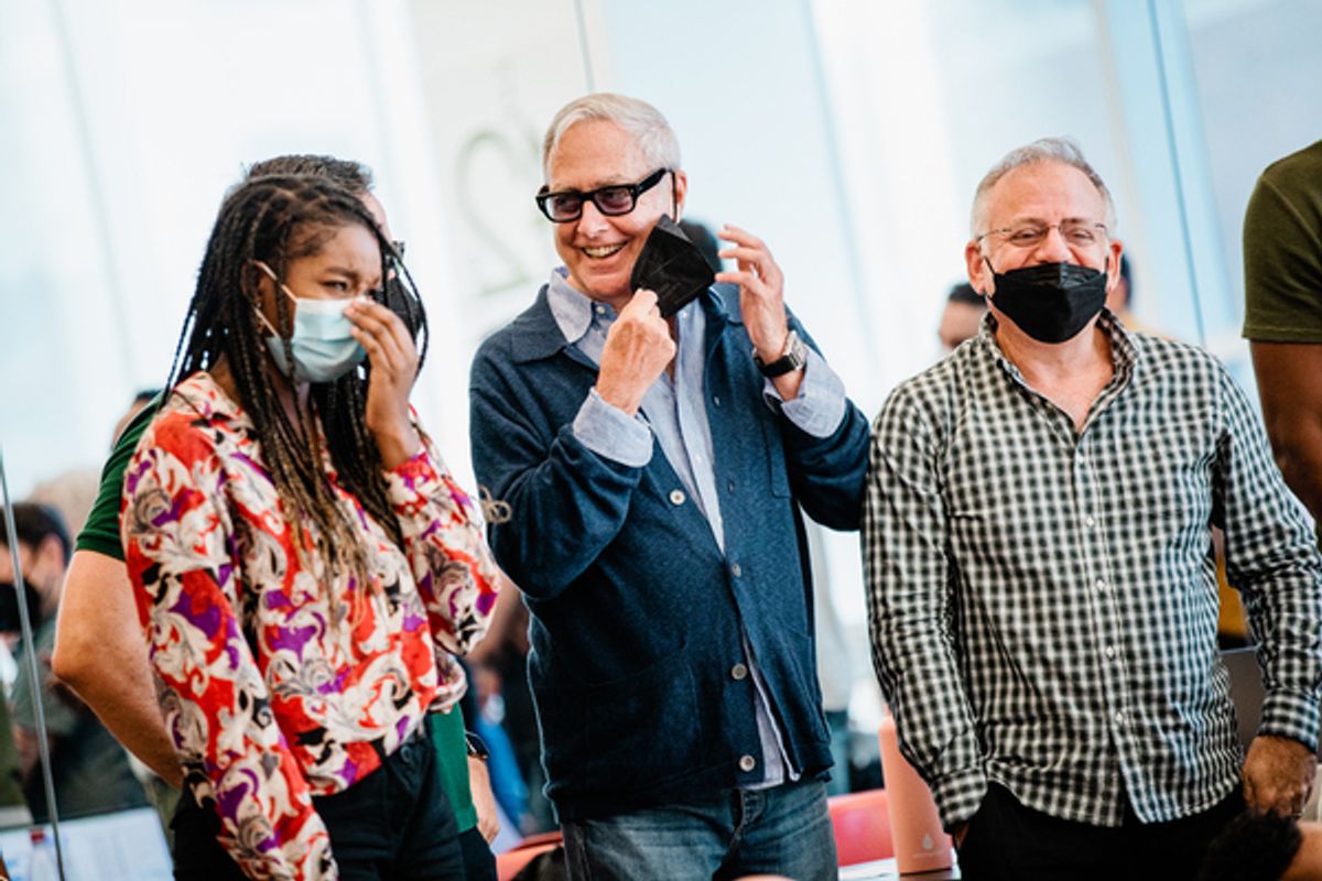  The music team, including Scott Wittman and Marc Shaiman  at 