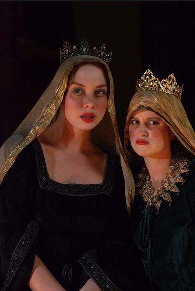 Chelsea LeSage as Goneril and Cynthia Johnson as Regan. Photo