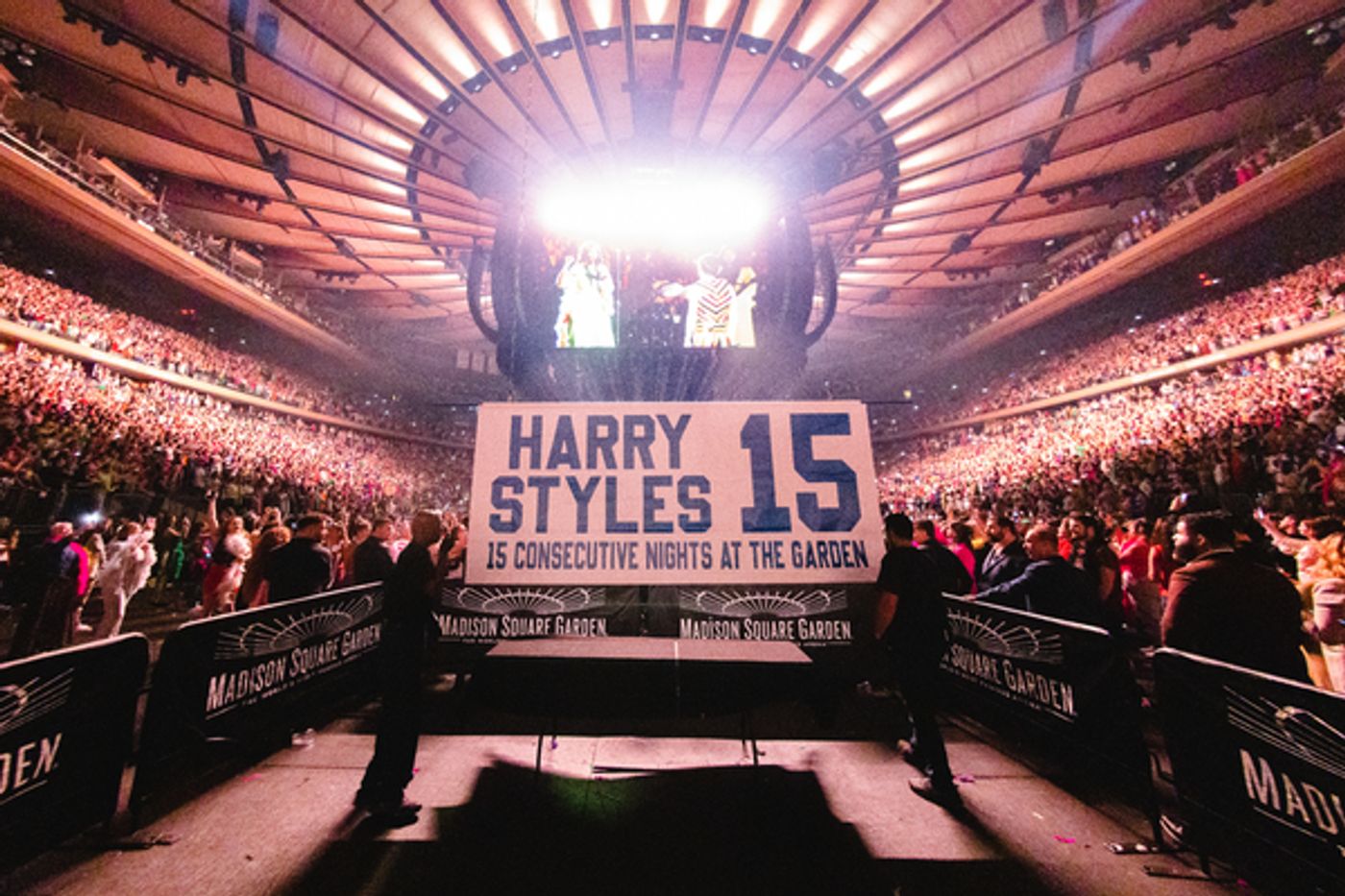 Photos: Harry Styles Makes History At MSG As Banner Is Raised To The Rafters Following 15 Consecutive Nights Of 'Love On Tour' At The Garden  Image