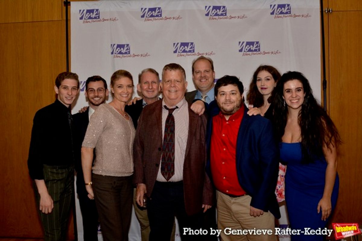 James Morgan and Evans Haile with The York Theatre Staff-Nick Gerry, Joseph Hayward, Shana Farr, Aaron Simms, Seth Christenfeld, Emily Drossell and Veronica Shea at 