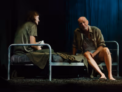 Andrew KoGolenok (Sebasti n) and Zenon Zeleniuch (Rafael) in THE DARK STONE by Albert Photo