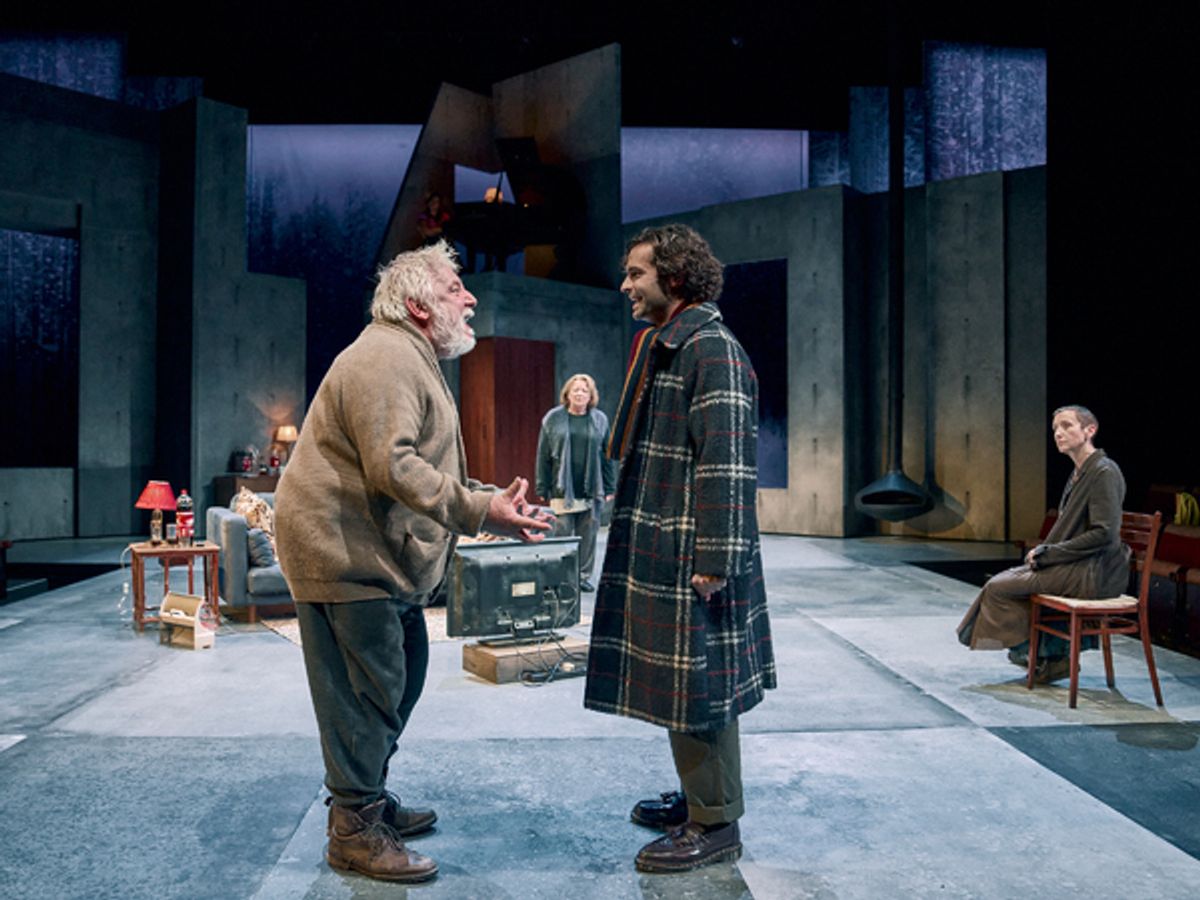 Simon Russell Beale (John Gabriel Borkman) and Sebastian De Souza (Erhart Borkman), Clare Higgins (Gunhild Borkman) and Lia Williams (Ella Rentheim) at 