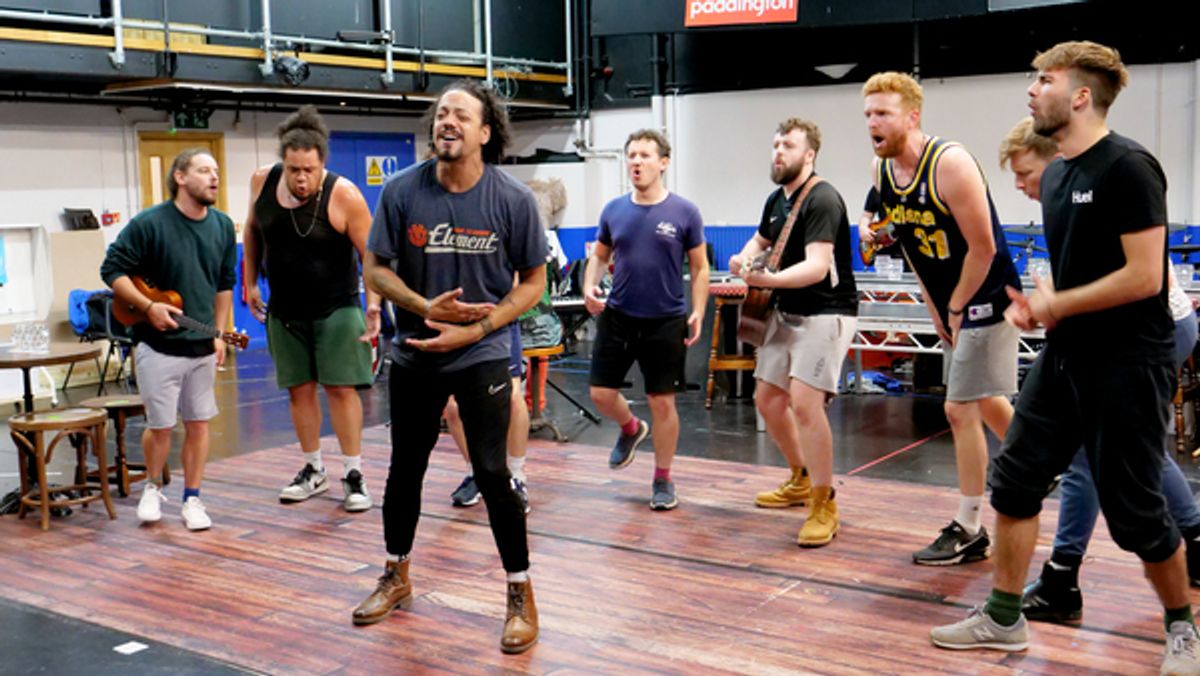 The company at Photos & Video: Go Inside Rehearsals for THE CHOIR OF MAN Returning to the West End