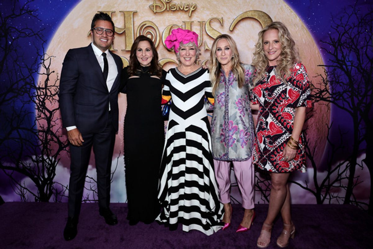 The Walt Disney Studios President of Marketing Asad Ayaz, Kathy Najimy, Bette Midler, Sarah Jessica Parker, and Anne Fletcher at 