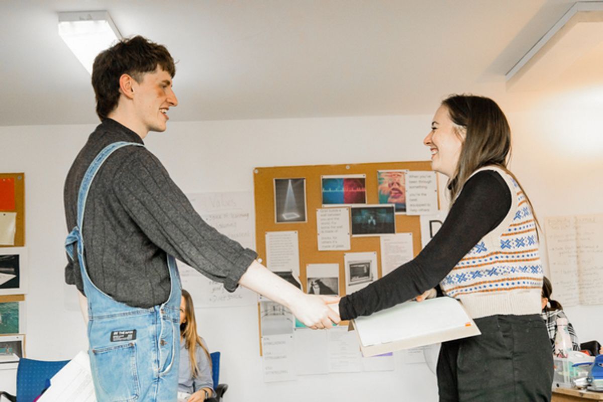 Katie Erich and Adam Fenton at Photos: See Rehearsal Photos From THE SOLID LIFE OF SUGAR WATER At the Orange Tree Theatre