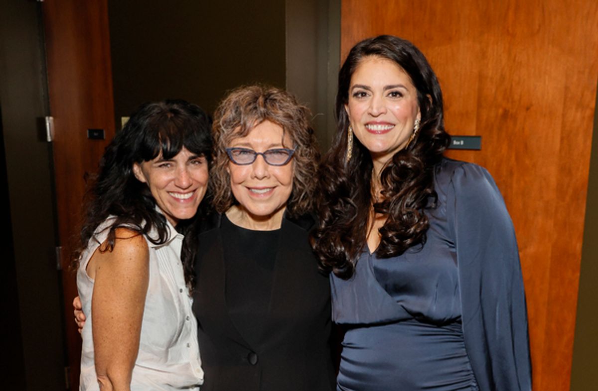 From left, actor Lily Tomlin, director Leigh Silverman and cast member Cecily Strong at 