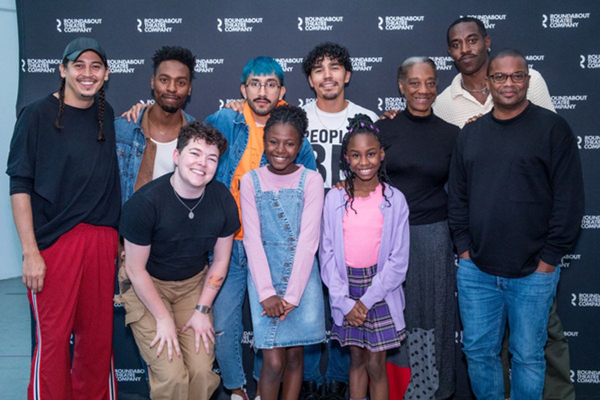 Top row L to R: David Mendizábal, Jhardon DiShon Milton, Jake Ryan Lozano, Anthony Lee 
Medina, Stephanie Berry, Tislarm Bouie, Harrison David Rivers. 
Bottom row L to R: Mack Brown (assistant director and current Roundabout Directing Fellow), Sasha 
Camille Manuel, Phoenix Noelle at 