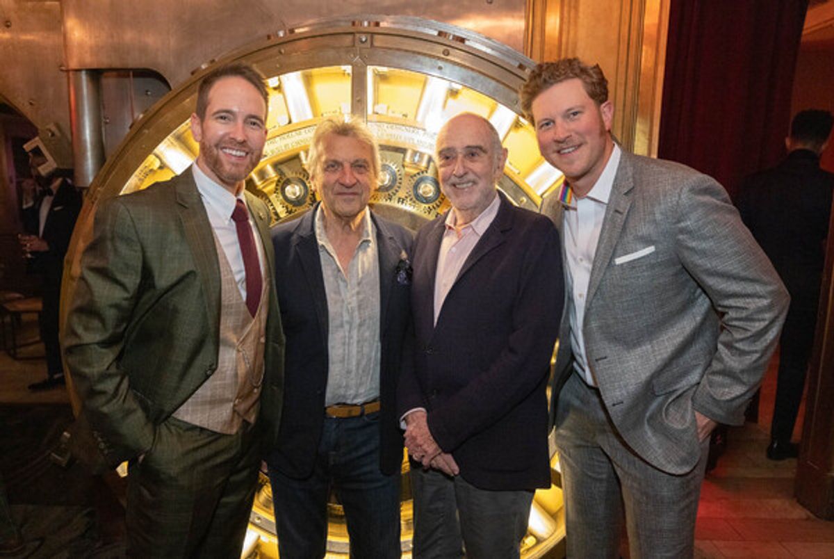 Nick Cartell (Jean Valjean), Alain Boublil, Claude-Michel Schönberg, Preston Truman Boyd (Javert) at 