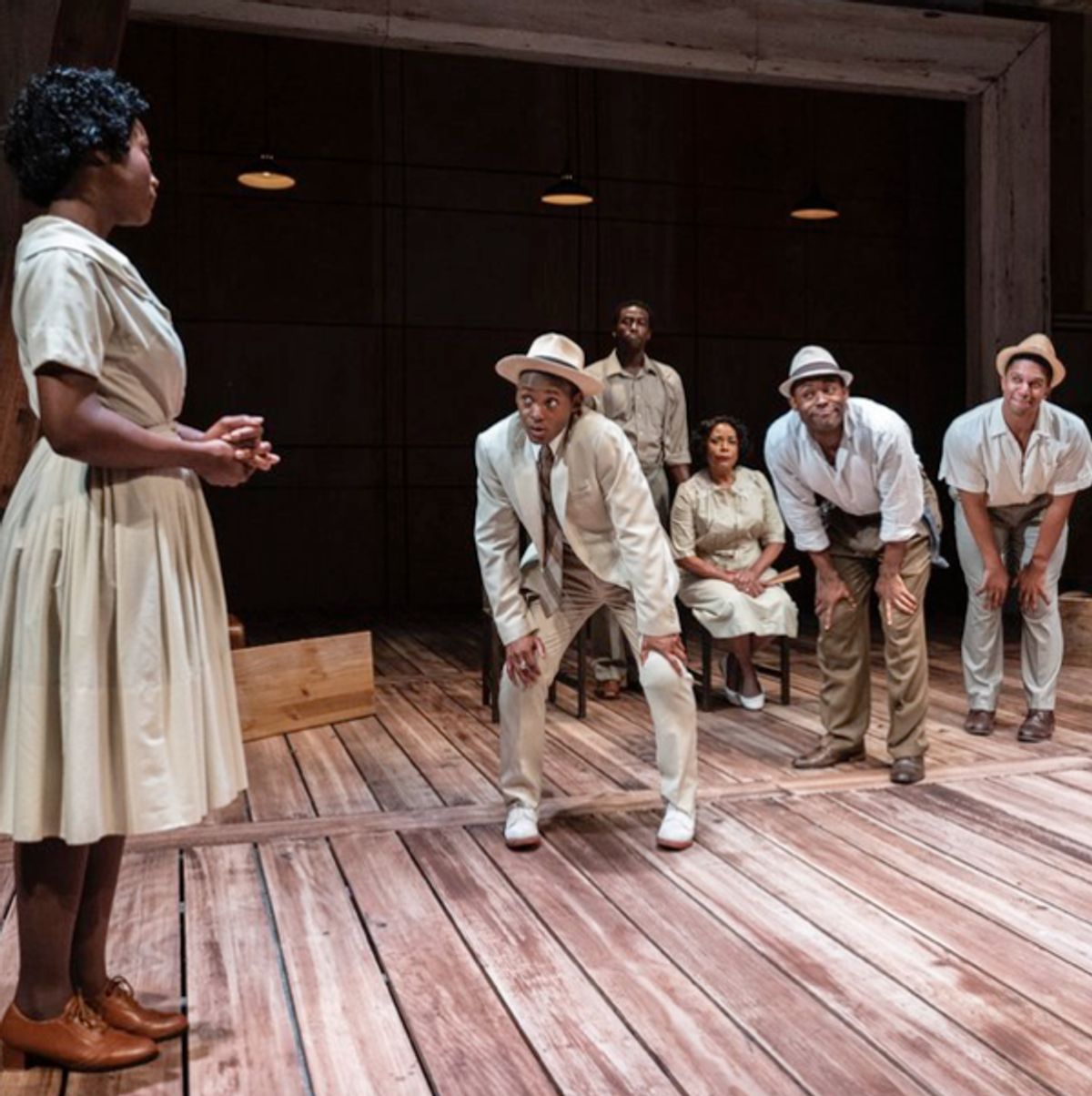 L-R Billie Krishawn, Antonio Michael Woodard, Jason Bowen, Rolonda Watts, Vaughn Ryan Midder, and Jaysen Wright in The Ballad of Emmett Till. Photo courtesy of the production. at 