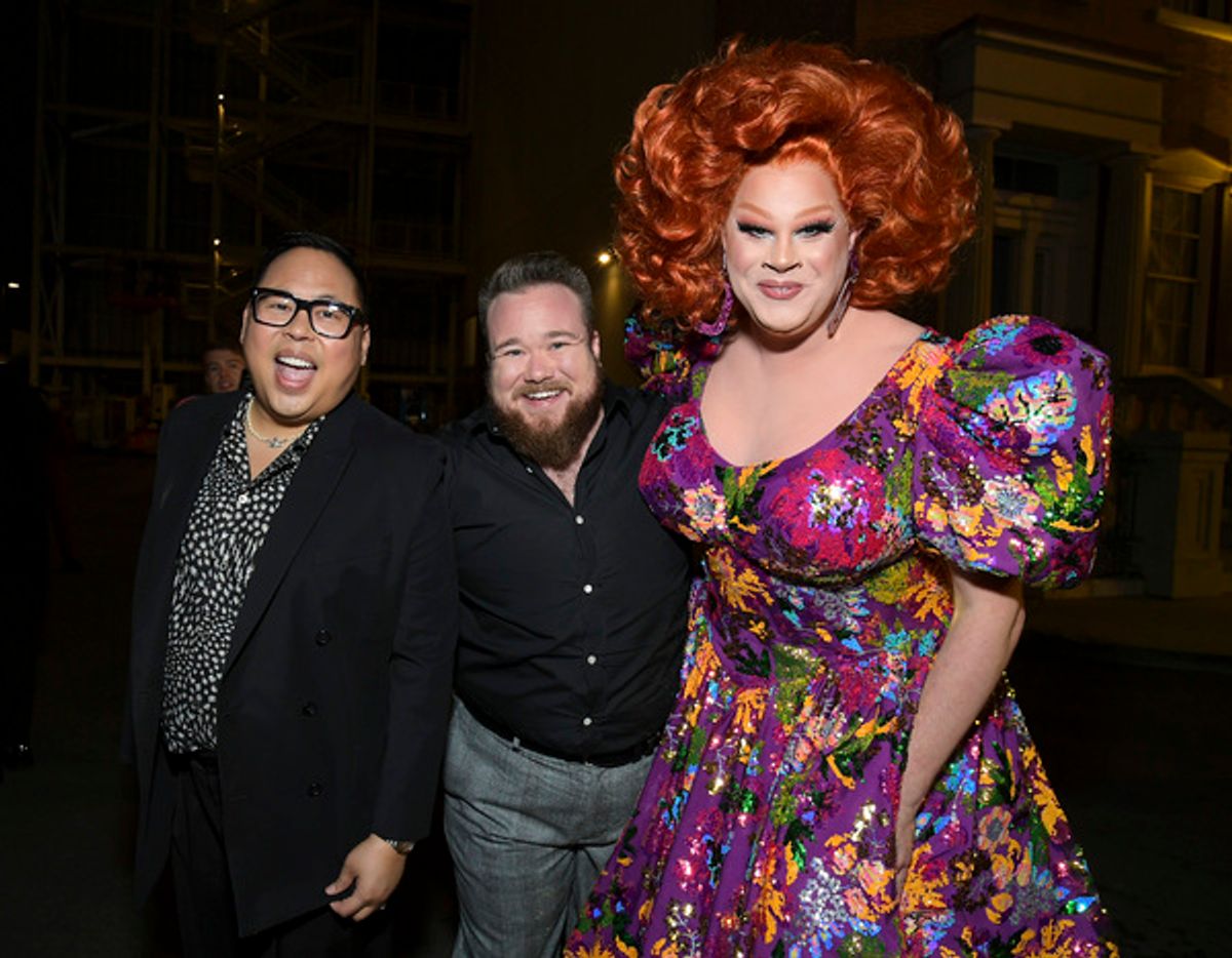 Nico Santos, Zeke Smith and Nina West attend Family Equality's LA Impact: A Night of Heroes at Paramount Studios on October 15, 2022 in Los Angeles, California. (Photo by Charley Gallay/Getty Images for Family Equality) at 