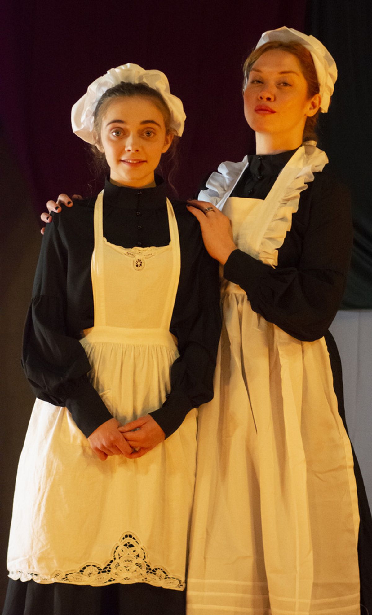 Adaline Gomez as Edith and Chelsea LeSage as Mrs. Hedgeley at 