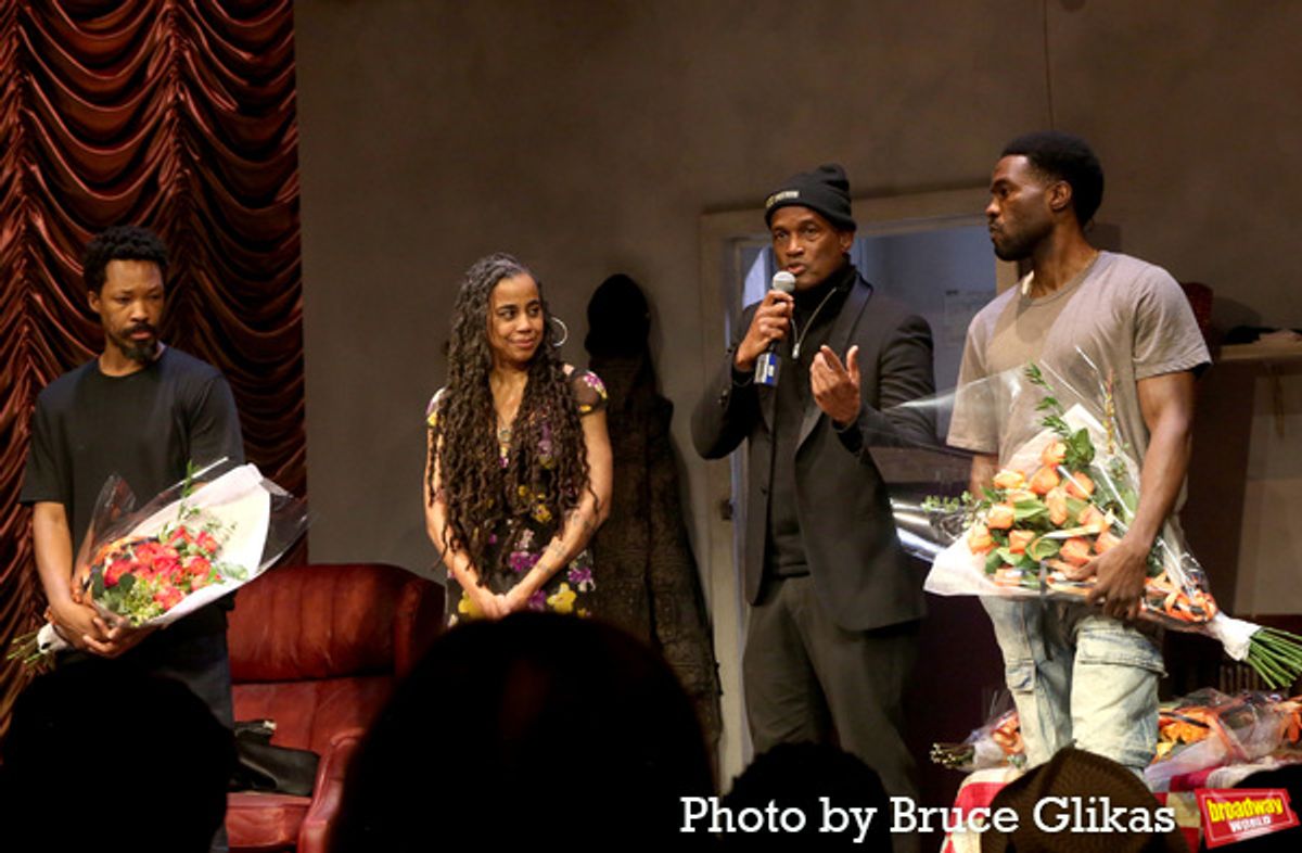 Corey Hawkins, Playwright Suzan-Lori Parks, Director Kenny Leon and Yahya Abdul-Mateen II at 