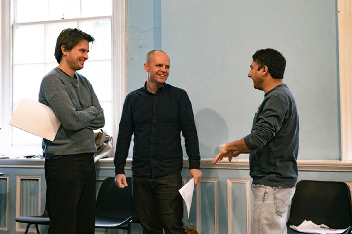 Kieran Hodgson, David Elms, Nick Mohammed at Photos: Inside Rehearsal For A CHRISTMAS CAROL-ISH At Soho Theatre