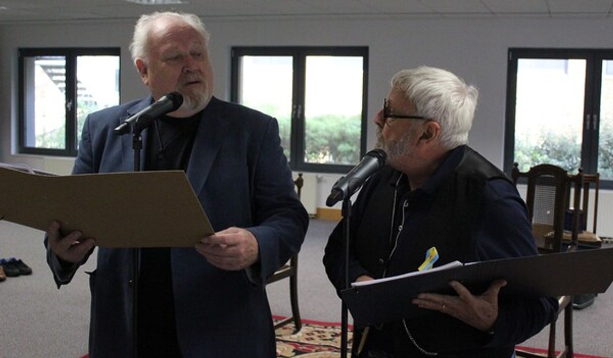 Colin Baker and Terry Molloy at Photos: Inside Rehearsal For the UK Tour of THE HOUND OF THE BASKERVILLES