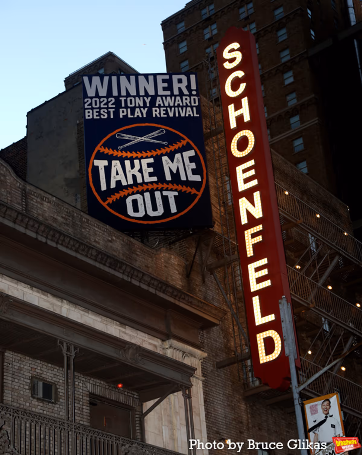 Signage at The Schoenfeld Theater at Photos: TAKE ME OUT Cast Takes Opening Night Bows