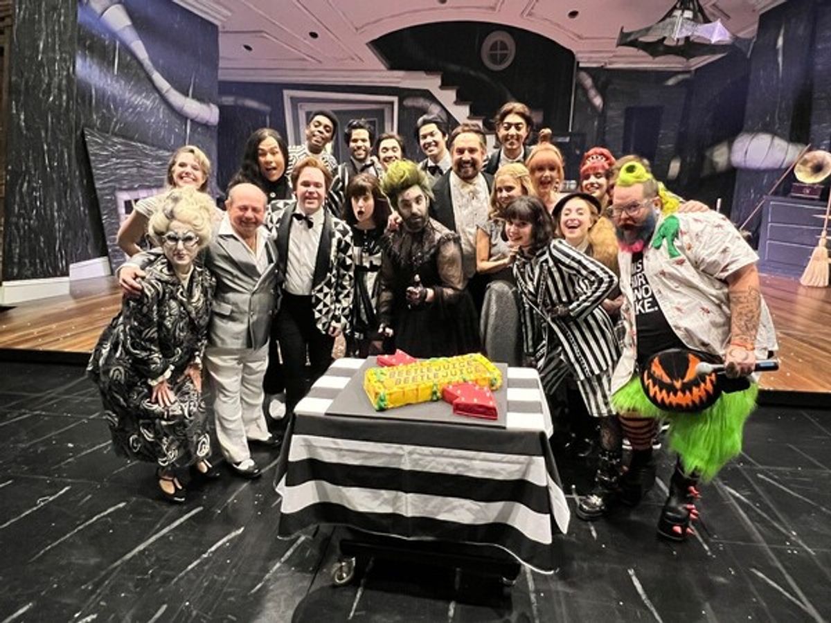 Cast of Beetlejuice with Andrew Fuller at Video/Photos: BEETLEJUICE Celebrates Halloween on Broadway