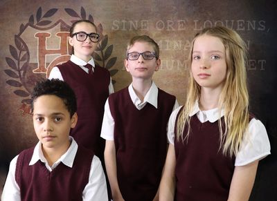 Dylan Wiseman (Zack), Annabelle Langas (Lawrence), Evan Silver-Schack (Freddie), and  Photo