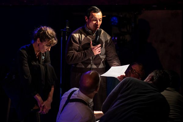 Ellen Lauren, Gian-Murray Gianino, and the ensemble. Photo