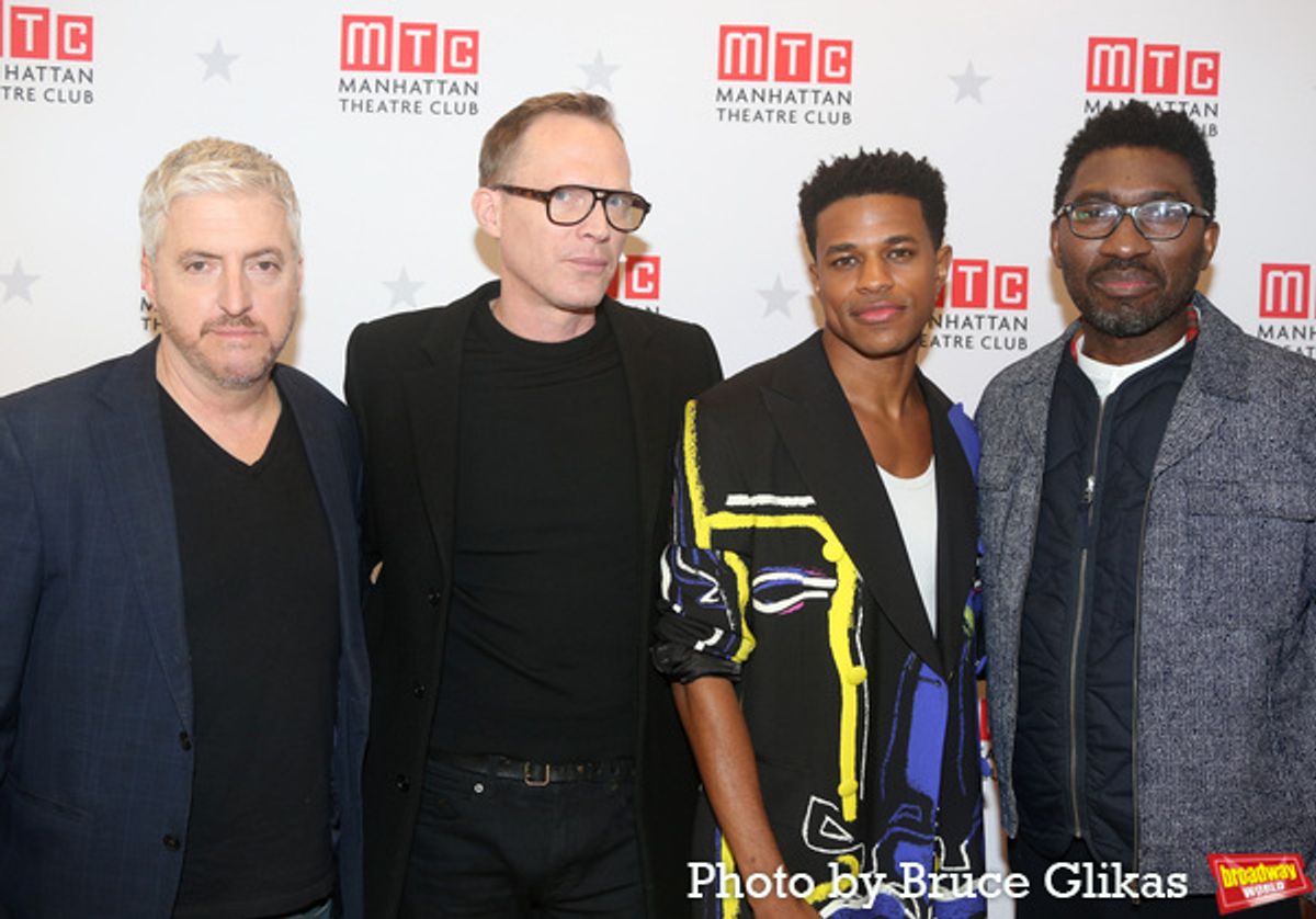 Playwright Anthony McCarten, Paul Bettany, Jeremy Pope and Director Kwame Kwei-Armah at 