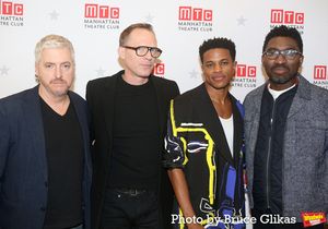 Playwright Anthony McCarten, Paul Bettany, Jeremy Pope and Director Kwame Kwei-Armah Photo