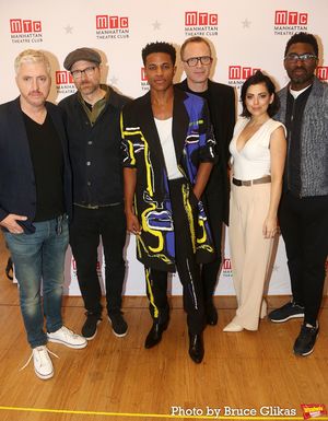 Playwright Anthony McCarten, Erik Jensen, Jeremy Pope, Paul Bettany, Krysta Rodriguez Photo