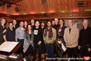 Patrick Vaccariello and Jim Laev with the musicians-Jack Schatz (Bass Trombone), alden Banta (Baritone Sax), Rich Heckman (Tenor Sax), Eric Poland (Drums), Leo Huppert (Bass), Matt Owens (Trumpet), Victor Pable (Percussion), Charles duChateau (Cello), Mike Boschen (Trombone), Steve Kenyon (Alto Sax), Jeremy Miloszewicz (Trumpet 2) and Rachel Handman (Violin) @ BroadwayWorld Patrick Vaccariello and Jim Laev with the musicians-Jack Schatz (Bass Trombone), alde Photo