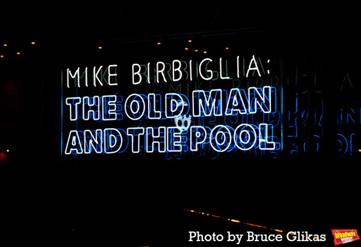 Signage at 'Mike Birbiglia: The Old Man & The Pool' at 